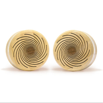 Girl wearing cute Blue & Pink Glass Spiral Ear Hangers - Pair