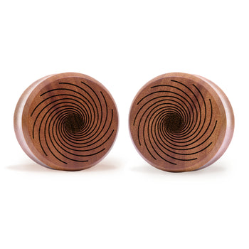 Girl wearing cute Blue & Pink Glass Spiral Ear Hangers - Pair