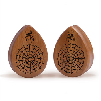 Avocado  Plug / Gauge - Teardrop Crocodile Wood | Flat Faced Double Flare