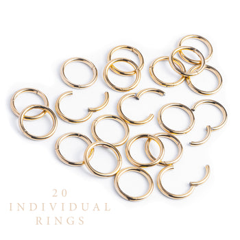 Ring Stack for Stretched Ears, Gold, Titanium, Large - 20 Rings