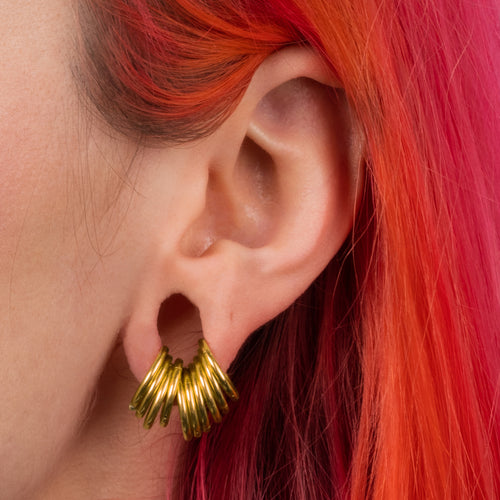 Ring Stack for Stretched Ears, Gold, Titanium, Large - 20 Rings