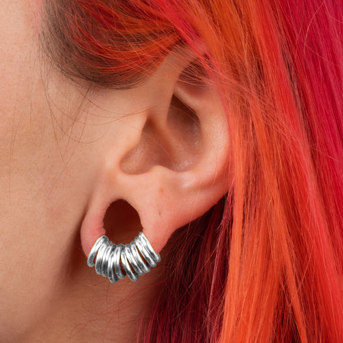 Ring Stack for Stretched Ears, Silver, Titanium, Small - 20 Rings