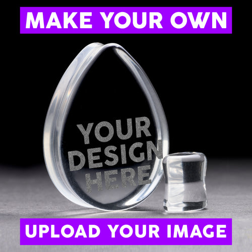Machen Sie Ihren eigenen plug / Ihre eigene gaugee - Teardrop Clear Glass | Doppelaufgeweitet mit flachem Gesicht